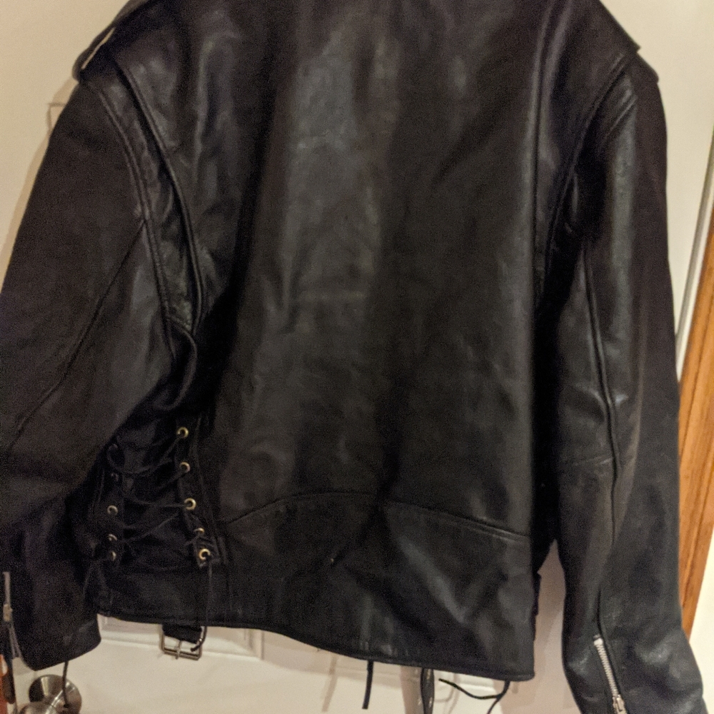 Men's size 48 FMC black leather jacket - Picture 2 of 4